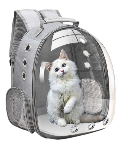 Mochila De Transporte Pet Astronauta Cinza Para Cães E Gatos