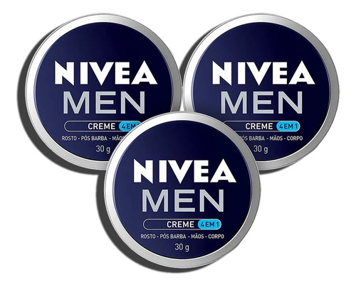 Kit 3x Nivea Men Creme 4 Em 1-rosto-pos Barba-mãos-corpo 30g