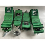 Cinturones Deportivos Para Auto De 4 Puntos Color Verde Par 
