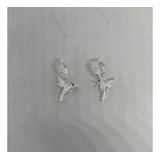 Aros Argollas Con Dije Colibri Cubic Plata 925