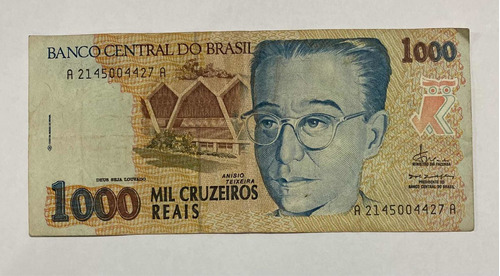 Cédula De Dinheiro Antigo 1000 Cruzeiros Reais