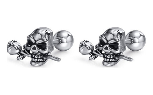 Aretes Punk De Calaveras Para Hombre 2pcs