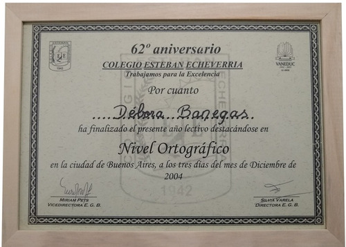 4x Marco Cuadro Diploma A4 21x30 Madera Natural Vidrio