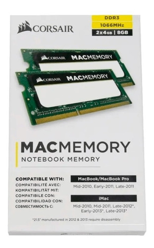 Memoria Ram 8gb 2x4gb Ddr3 1066/1333mhz Notebook Netbook Aio