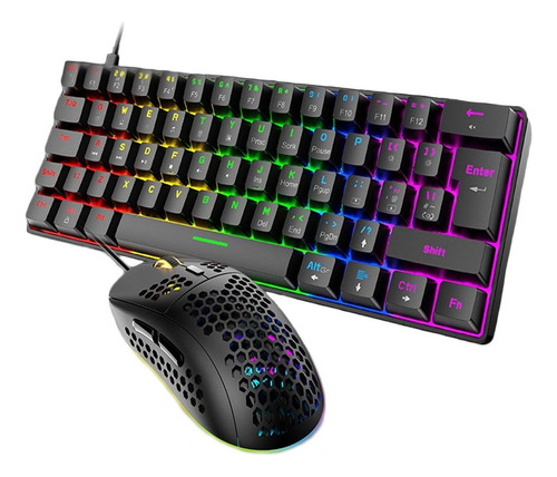 Kit Teclado + Mouse Mecânico Gamer Switch Blue Led Rgb T60