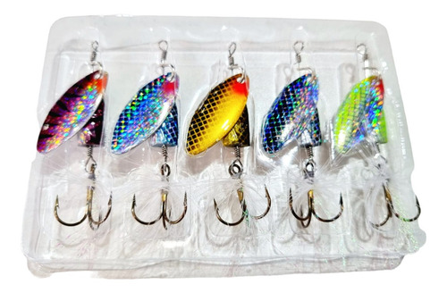 Kit 5pcs Isca Spinner Minnow Flash Cachora Traíra Dourado 