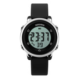 Reloj Niños Niñas Skmei 1100 Digital Watch Alarma Cronometro Malla Negro Fondo Blanco