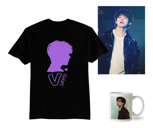 Paquete Bts Taehyung V Playera Taza Y Póster