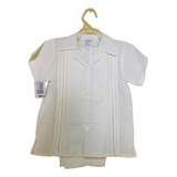 Ropon Fresco Beige Tipo Guayabera Bautizo Niño Elegante