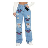 Calça Wide Leg Jeans  Destroyed Rasgado Personalizada