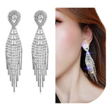 Elegantes Aretes Largos Brillantes Fiesta Cristal Austriaco 