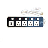 Barra Multicontacto Extencion Con 4 Enchufes Interruptor Usb