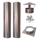 Kit 2m Duto 12 Inox 304 Chapéu Exaustor Churrasqueira