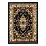 Alfombra Turca Negro Para Living Kashan King 200x290  Cm 