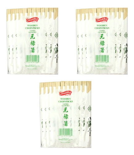 3 Pack Palillos Madera Sushi 100 Pares Shirakiku (300)