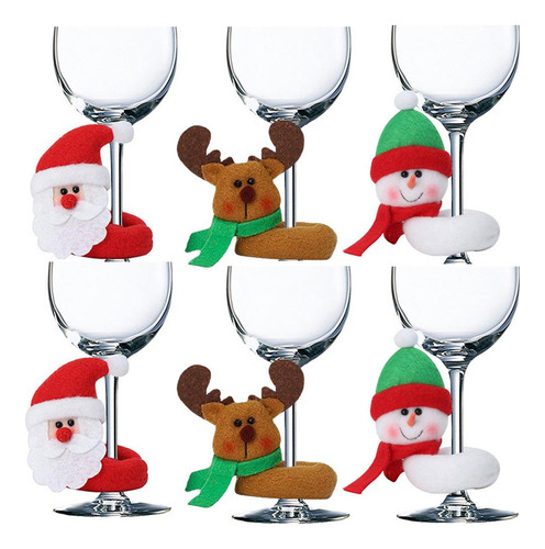 Juego De 6 Copas De Vino Navideñas Para Decoración De Muñeco