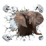 Vinilo Decorativo Animales 3d Elefante Safari Sticker Pared Color Multicolor
