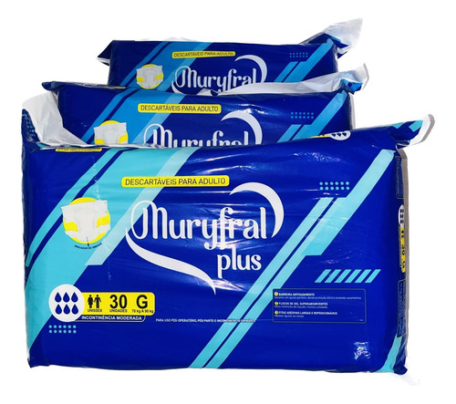 Kit De Fraldas Geriátricas M, G, Muryfralplus Confort