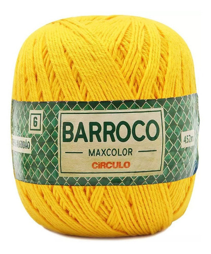 Barbante Barroco Maxcolor 6 Fios 400gr Linha Crochê Colorida Cor Canário