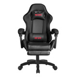 Resee Silla Gamer Reclinable Con Reposa Pies Ergonómica Ajustable Silla De Oficina Y Escritorio Ejecutiva Giratorio Con Soporte Lumbar Y Respaldo, Ideal Para Computadora Y Videojuegos - Color Negro