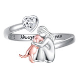 Anillo Mujer Perro Ajustable Plata 925 Fina Regalo