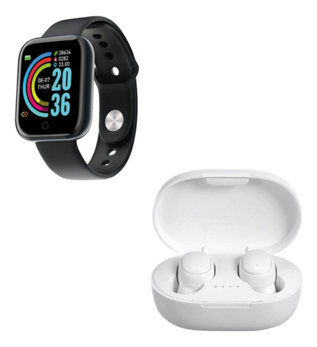 Combo Smartwatch D20 + Auriculares Inalámbricos Tws Blanco