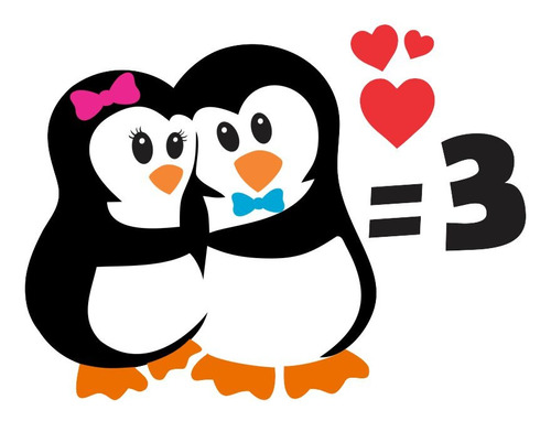 Adesivo De Geladeira Casal Pinguins =3 Pequeno