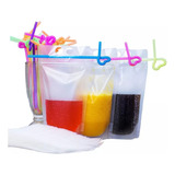 50 Bolsas Desechables Para Bebidas Y Pajitas Coloridas.