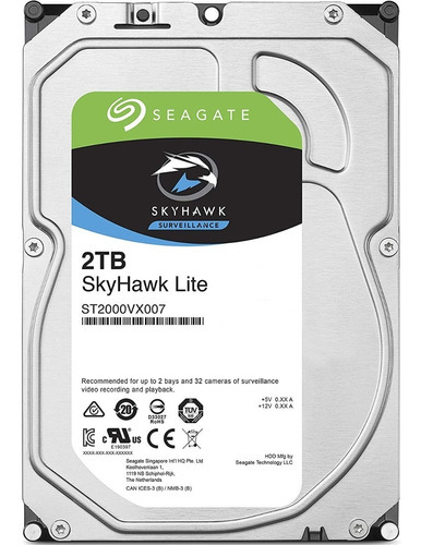 Disco Duro Seagate 2tb Skyhawk Videovigilancia St2000vx007 Color Plateado