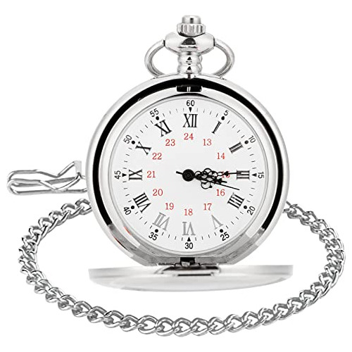 Reloj De Bolsillo Clásico Vintage: Acero Plateado
