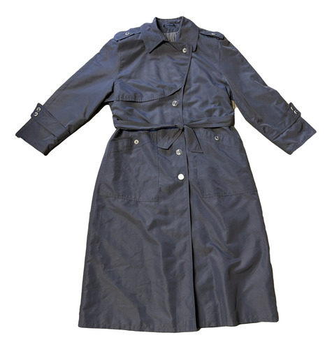 Trench Sobretodo Impermeable Mujer Imp. Azul Talle M 