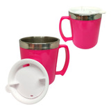 Mug Con Tapa Hermetica Acero Inoxidable 450 Mililitros Ml