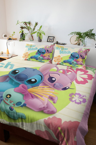  Roupa De Cama Casal Queen Presente Lilo Stitch Cor Colorido