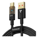 Cable De Carga Rápida De Toocki Tipo C Pd 100w De Luz Led Color Negro