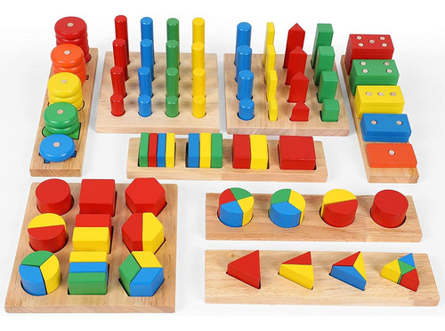 8 Set Montessori Material Sensorial Juguetes Educativos