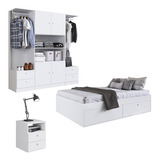 Cama Casal Queen C/2 Mesas De C. E Guarda Roupa Bc Mpozenato