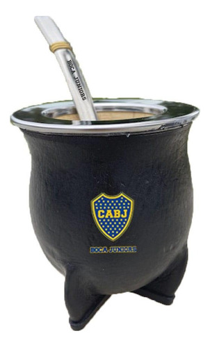 Mate Camionero Boca Juniors C/bombilla Acero  Personalizable