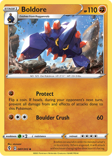 Boldore 87/203 Cartas Pokemon Evolving Skies Sword & Shield