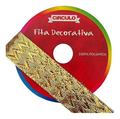 Fita Natalina Chevron Prata Dourada Decoração Natal 22mm 10m Cor Dourado