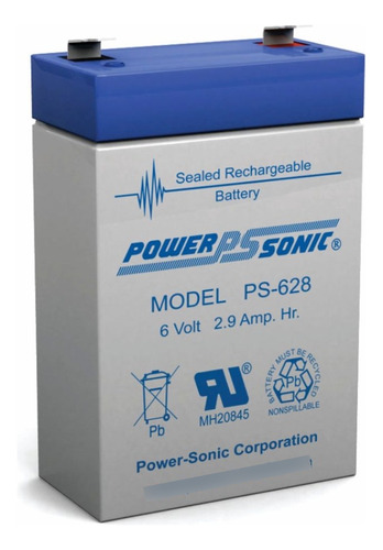 Bateria Powersonic Sla Ps-628 2.9ah 6v Recargable
