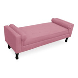 Recamier Calçadeira Baú Estofada Fênix 140 Suede Rosa Barbie