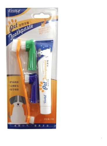 Crema Dental Perros Gatos Mascotas+ Kit Cepillos De Dientes