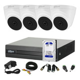 Kit Seguridad Dahua Full Hd 4 Ch+ 4 Domos Interior+ Disco