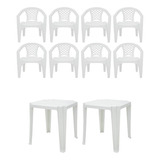 Combo 2 Mesas Tambaú + 8 Cadeiras Branca Iguapé Tramontina