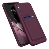 Funda Para iPhone XS Max - Bordo Con Tarjetero