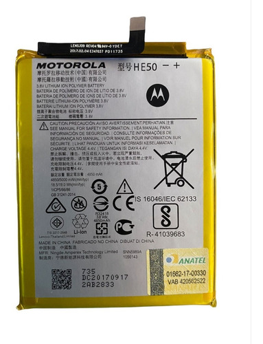 Flex Carga Bateria He50 Motorola E5 Plus Xt1924 Original