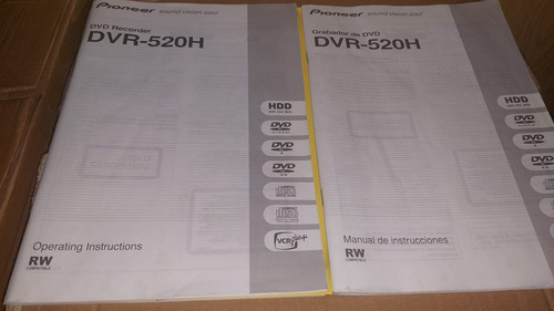 Doble Manual Original Grabadora Dvd Pioneer  Dvr 520h
