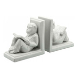 Sujeta Libros Decorativo Monos Leyendo 17cms Set X2