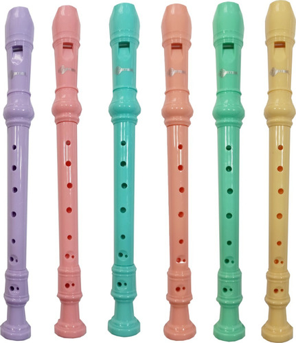 Flauta Dulce Musical Escolar Colores Pastel 8 Agujeros 5 Pz