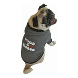 Ruff Ruff And Meow Dog Hoodie, Pugs And Kisses, Black, Small